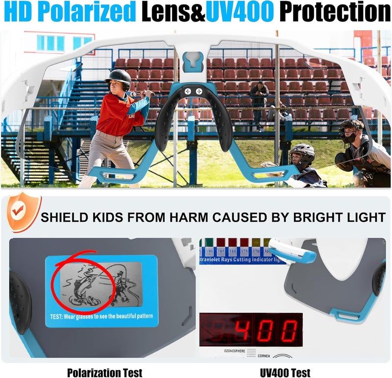 Xtiger Polarized Kids Sunglasses Youth Baseball Sunglasses UV400 Boys Girls Sports Sun Glasses for Softball Cycling Scooter - Image 4